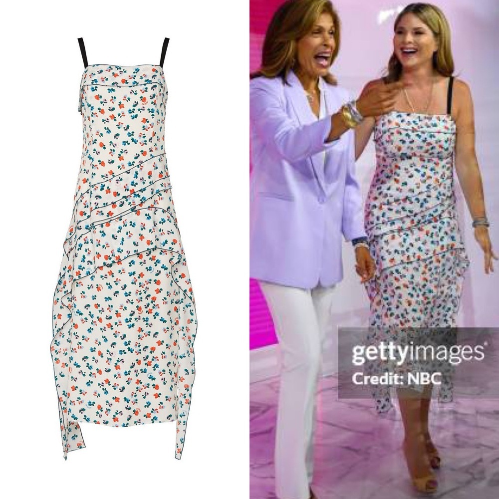 Jason Wu White Flower Ruffle Printed Midi Dress - 2
